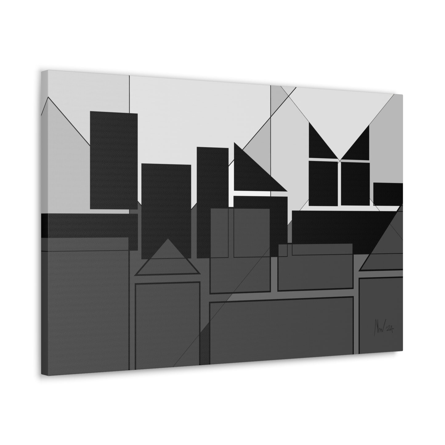 Geometric highrise- dusk (A)- Classic canvas (Free shipping from Australia)