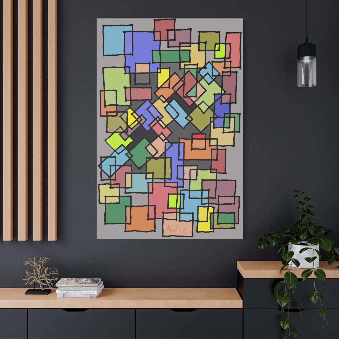 Blocks- mass collision (A)- Classic canvas (Free shipping in Australia)