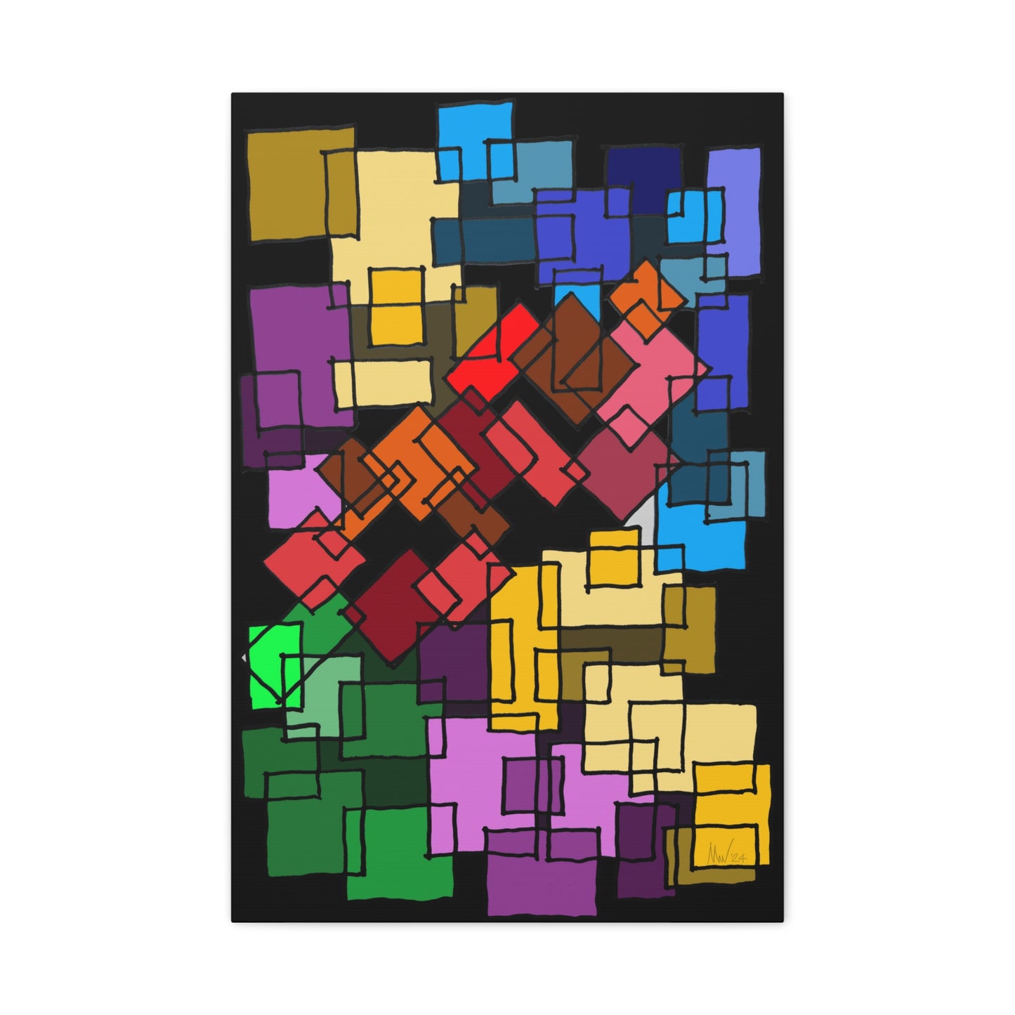Blocks- going against the grain (A)- Classic canvas (Free shipping in Australia)