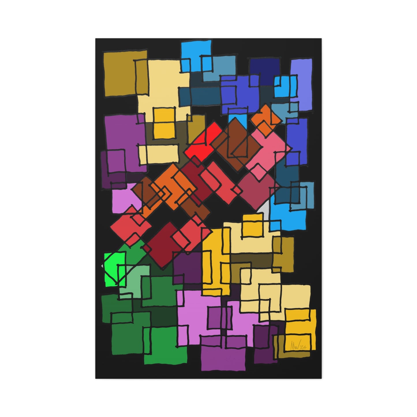 Blocks- going against the grain (A)- Classic canvas (Free shipping in Australia)