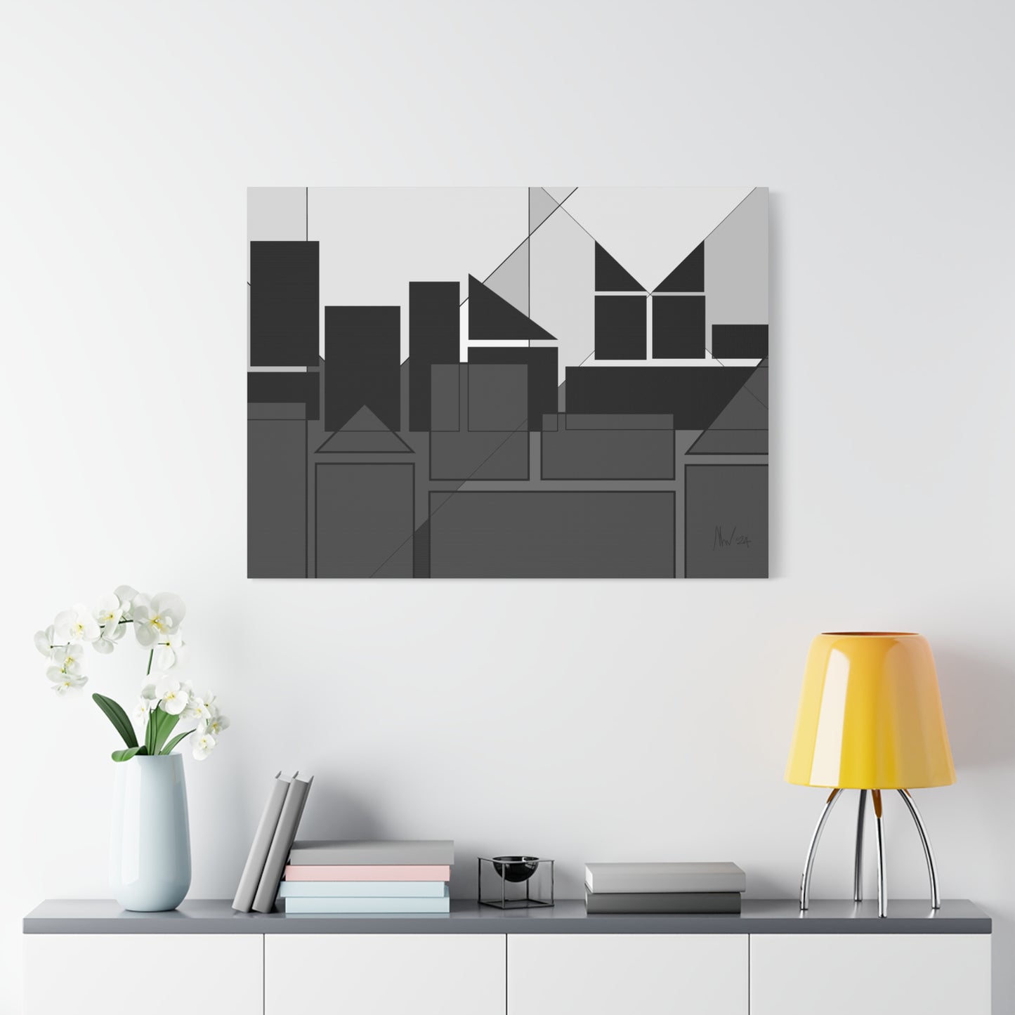 Geometric highrise- dusk (A)- Classic canvas (Free shipping from Australia)
