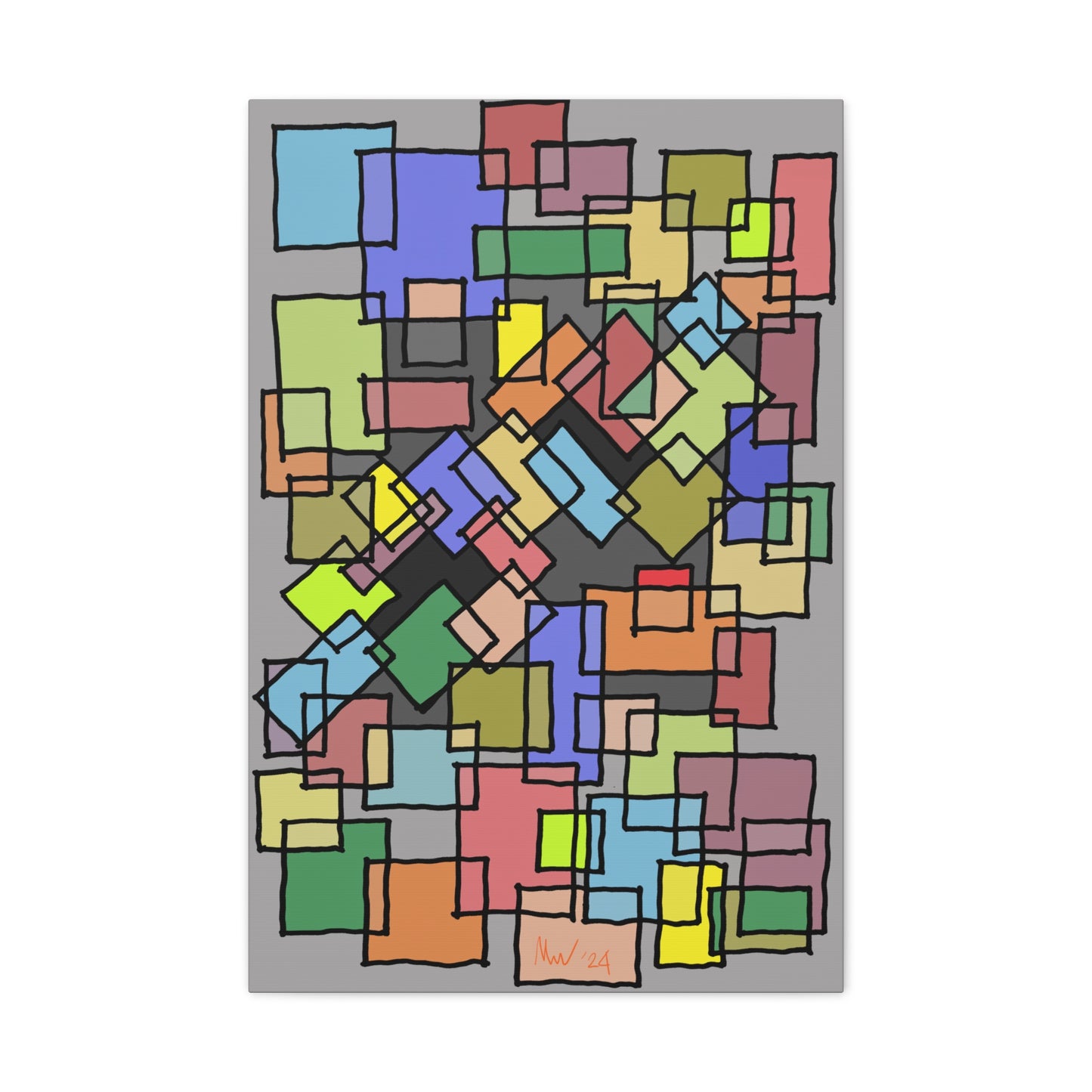 Blocks- mass collision (A)- Classic canvas (Free shipping in Australia)
