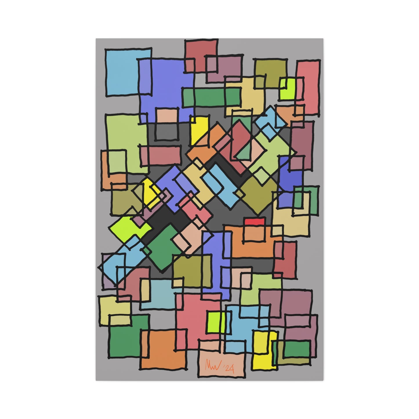Blocks- mass collision (A)- Classic canvas (Free shipping in Australia)