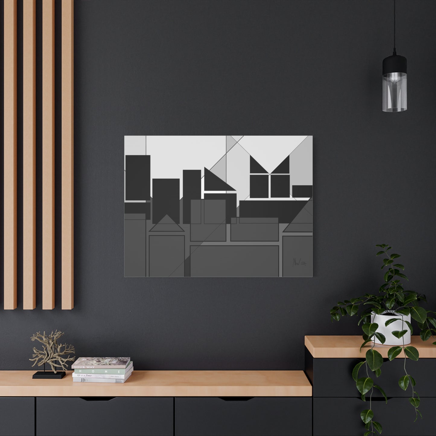 Geometric highrise- dusk (A)- Classic canvas (Free shipping from Australia)