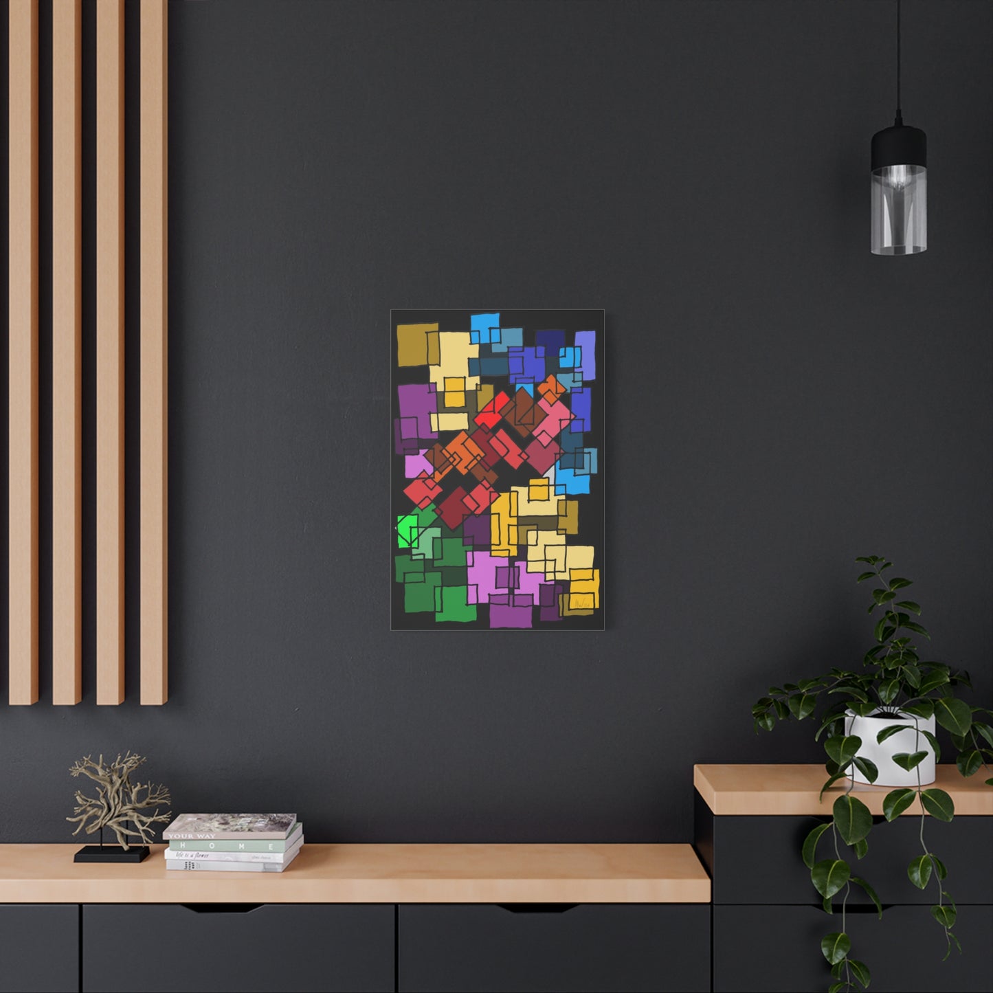 Blocks- going against the grain (A)- Classic canvas (Free shipping in Australia)
