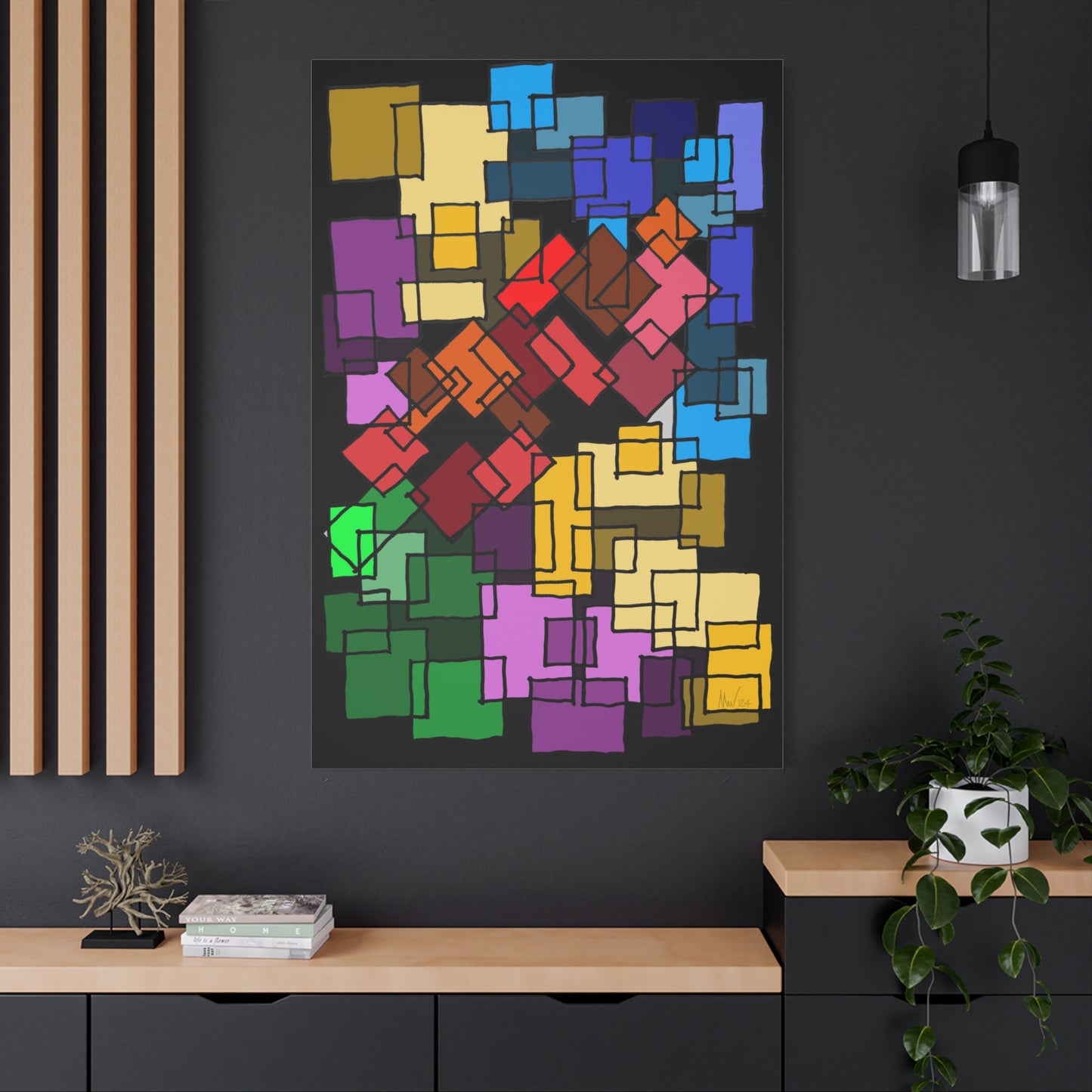 Blocks- going against the grain (A)- Classic canvas (Free shipping in Australia)
