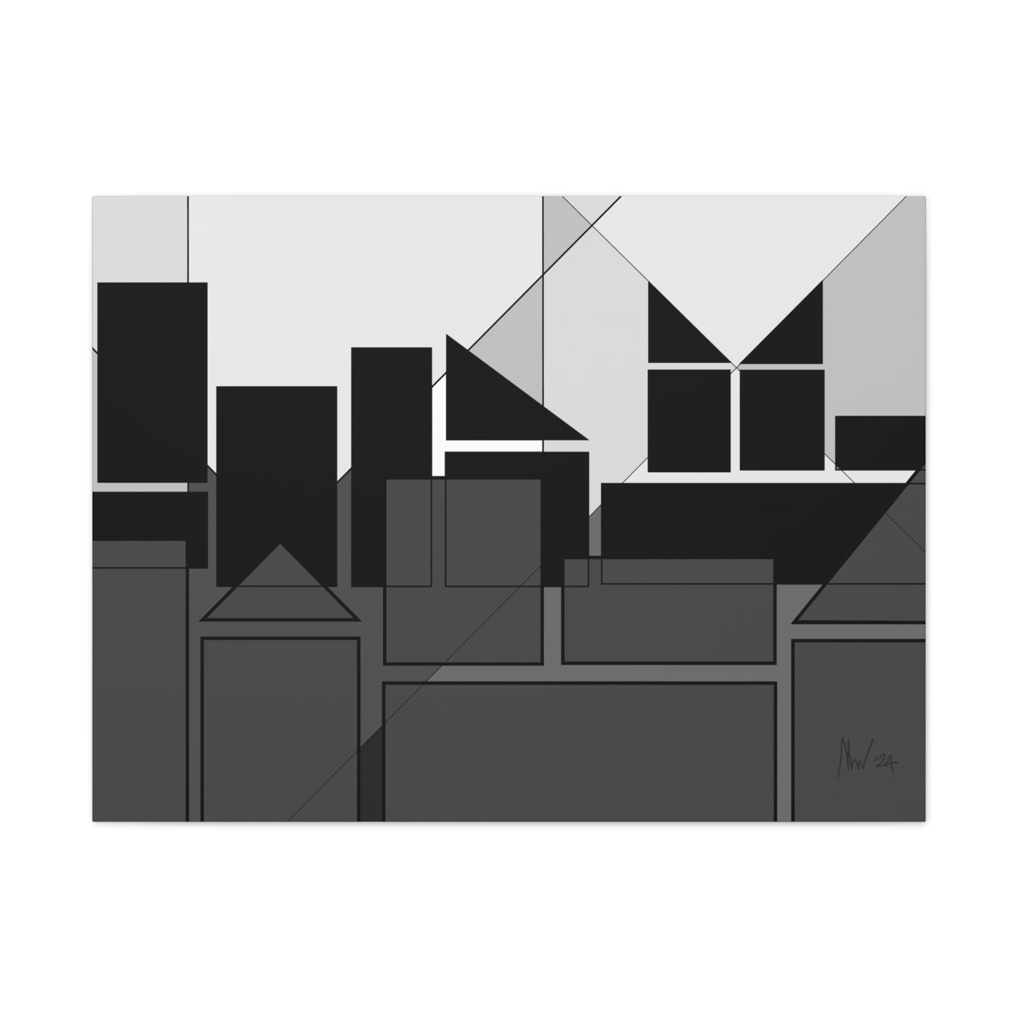 Geometric highrise- dusk (A)- Classic canvas (Free shipping from Australia)