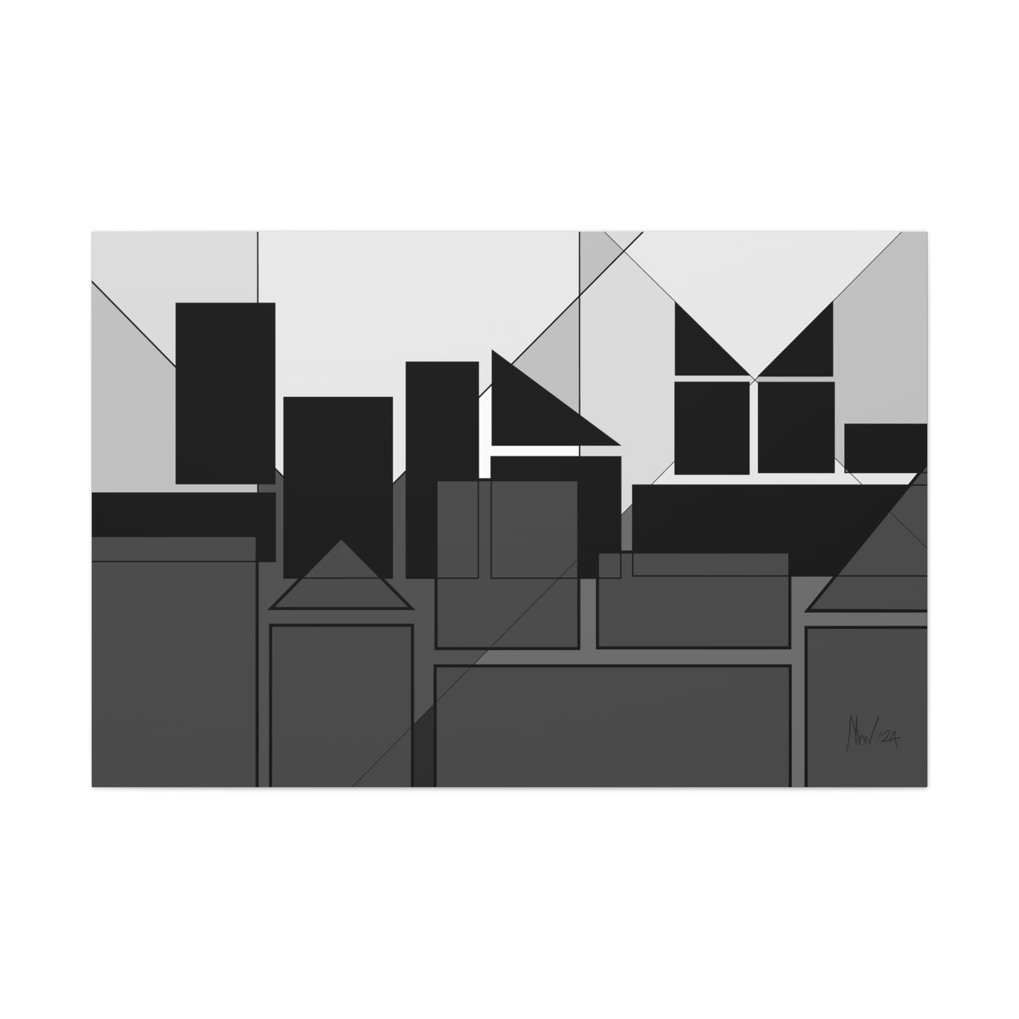 Geometric highrise- dusk (A)- Classic canvas (Free shipping from Australia)