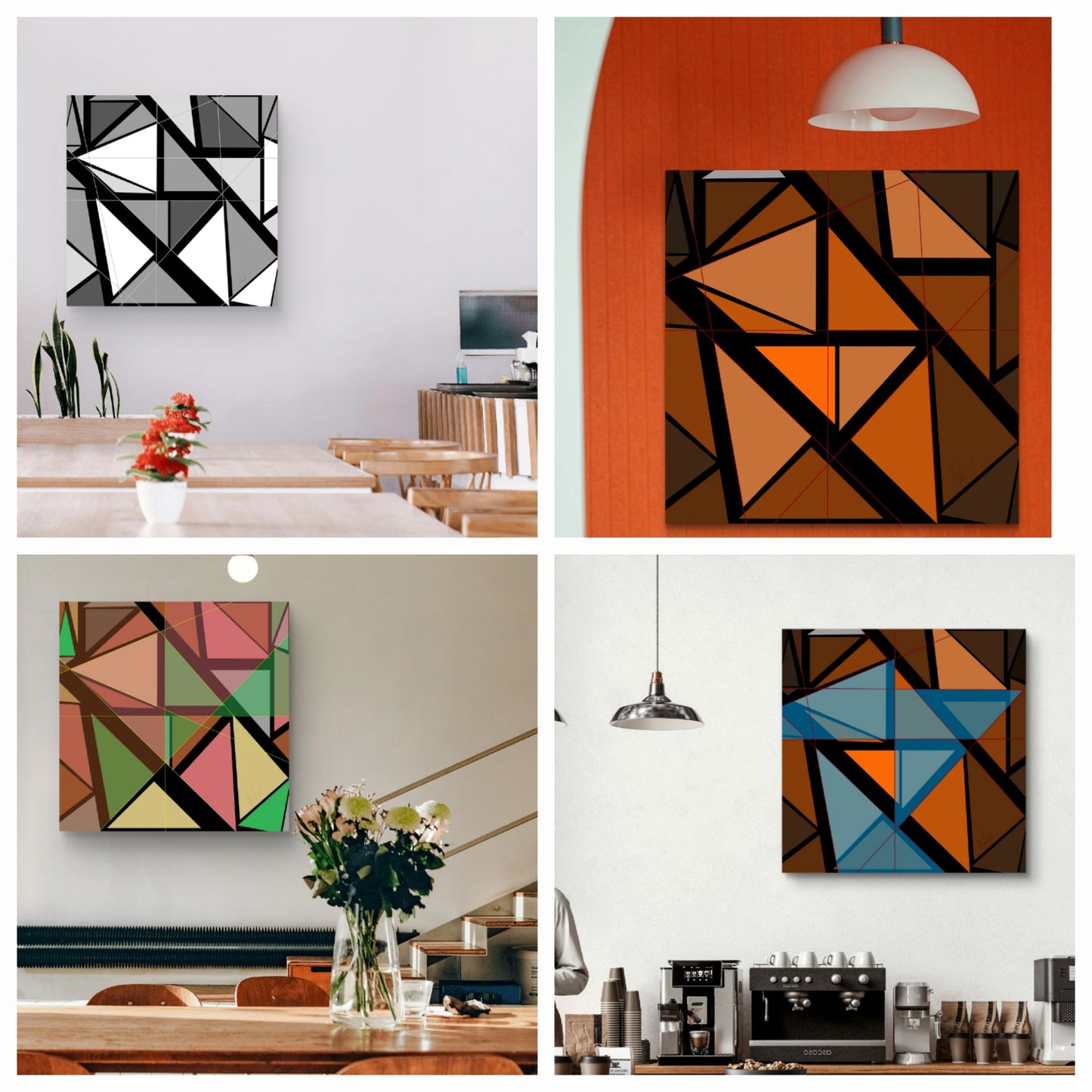 modern abstract geometric print set with free shipping