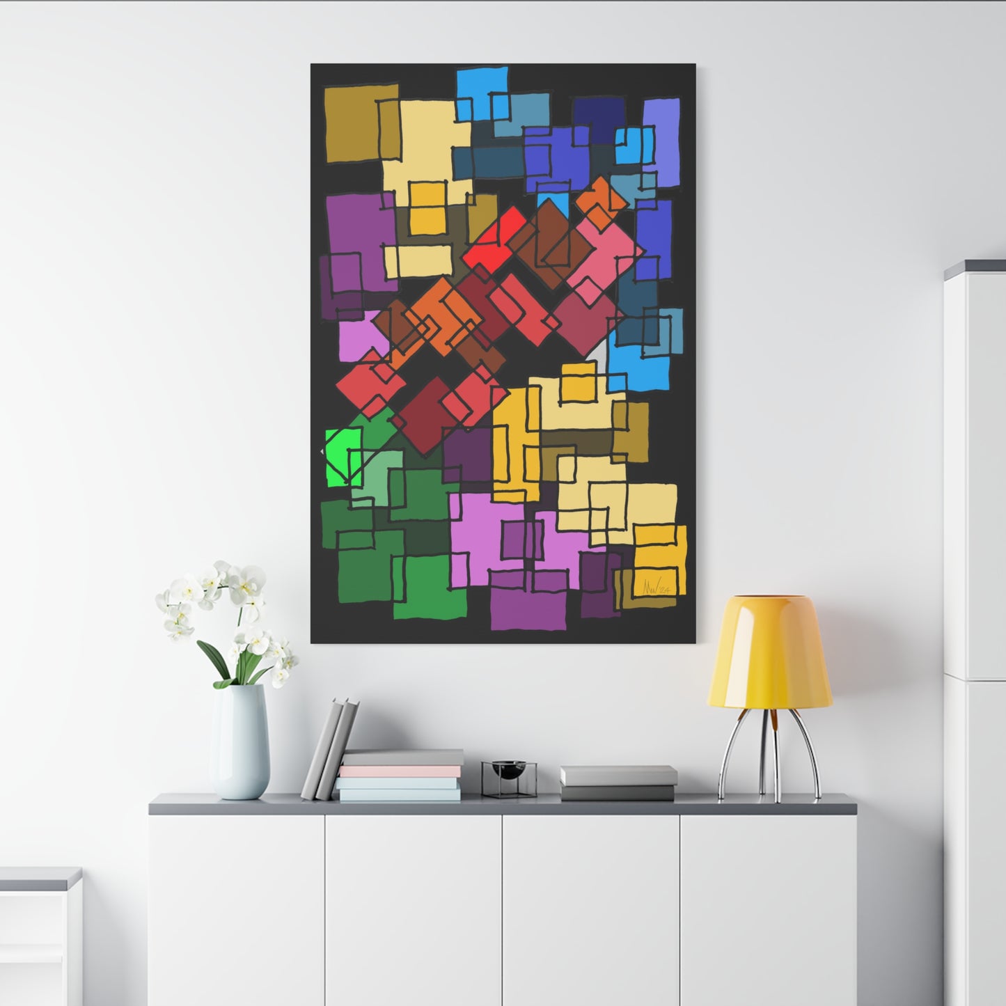 Blocks- going against the grain (A)- Classic canvas (Free shipping in Australia)