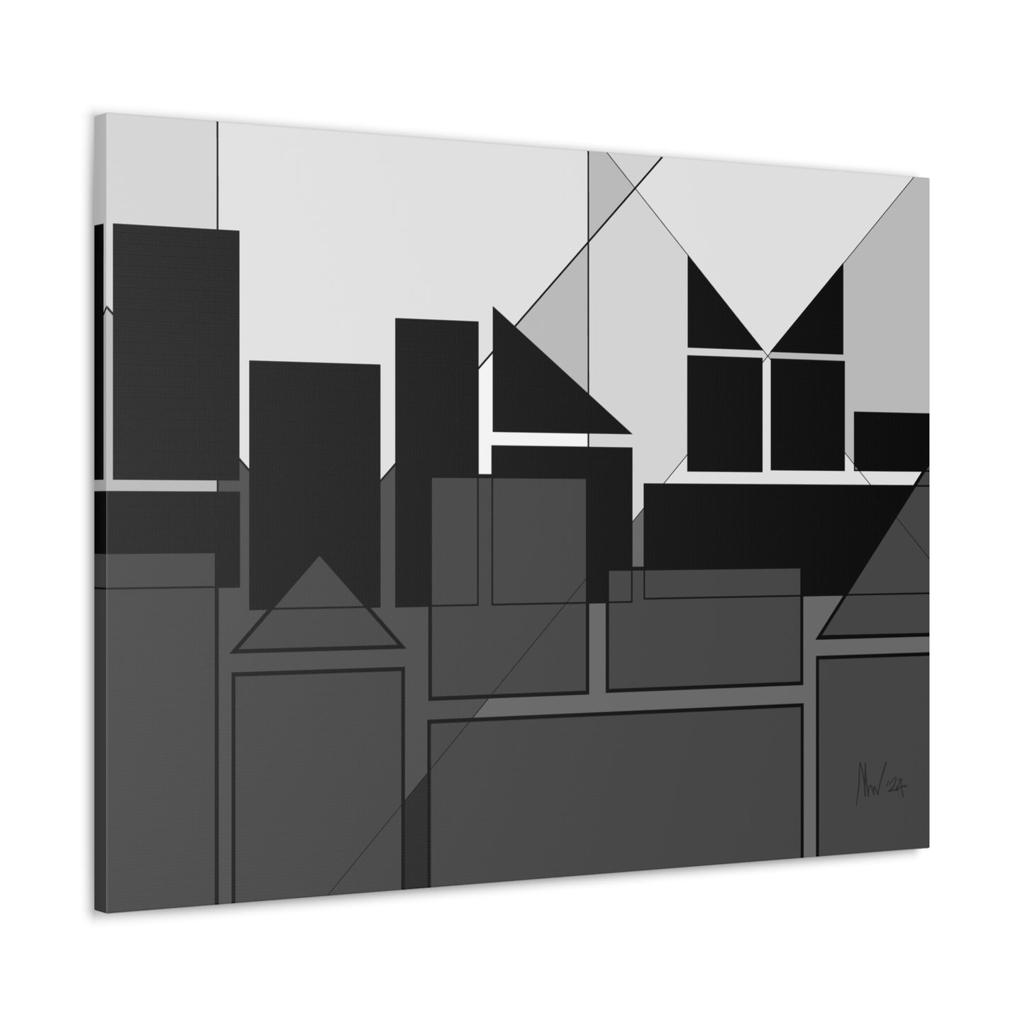 Geometric highrise- dusk (A)- Classic canvas (Free shipping from Australia)