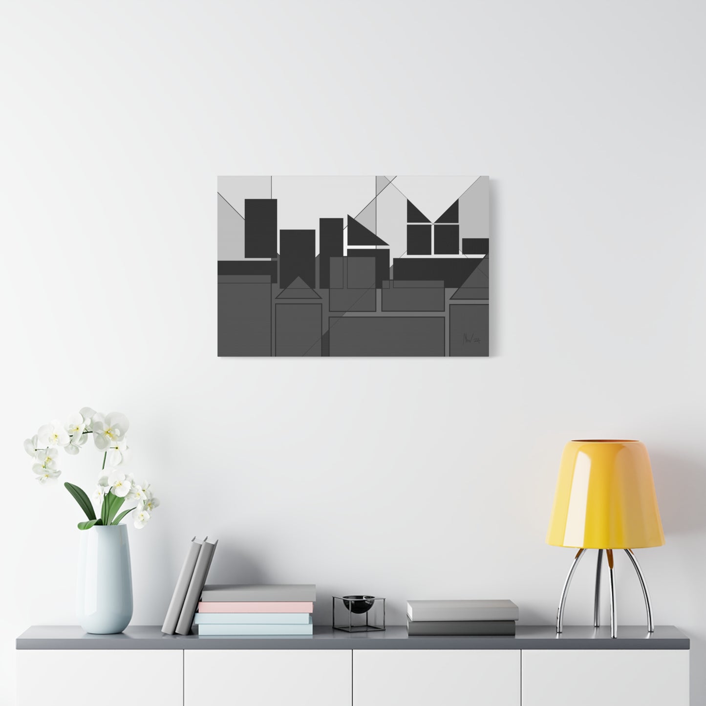 Geometric highrise- dusk (A)- Classic canvas (Free shipping from Australia)
