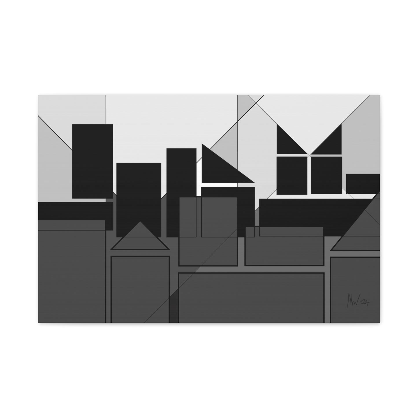 Geometric highrise- dusk (A)- Classic canvas (Free shipping from Australia)