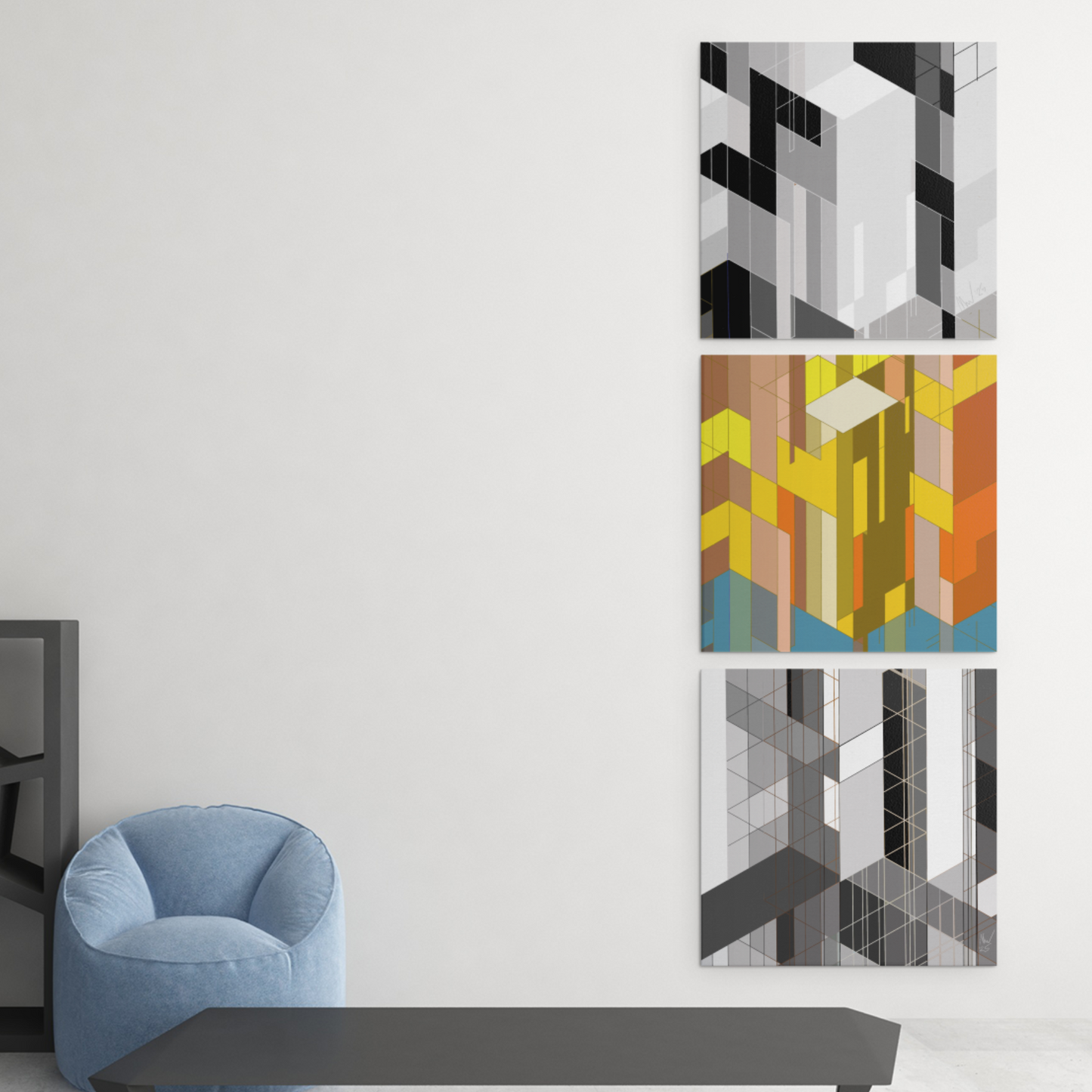 geometric abstract wall decor set for bedroom
