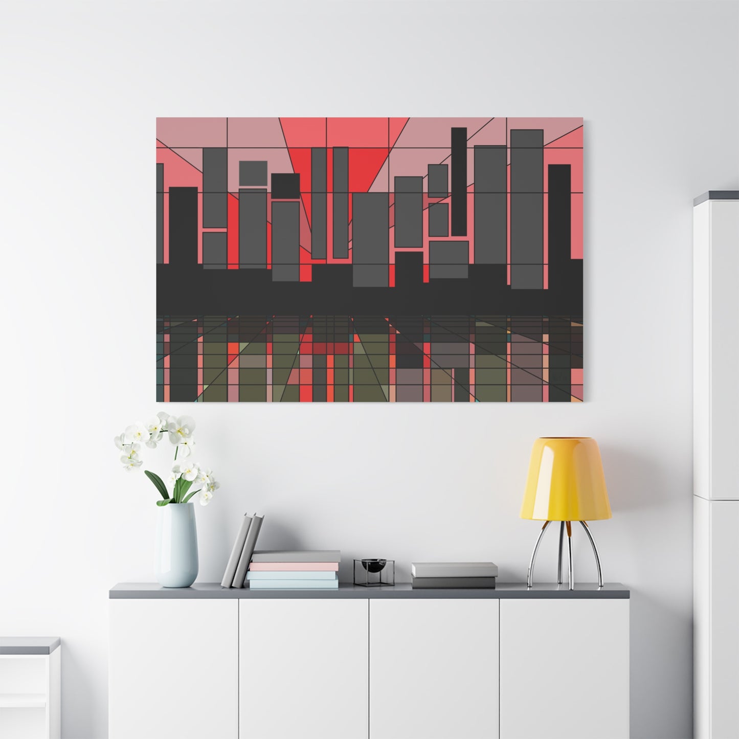 Waterfront urbanscape at sunset (U)- Free shipping in the US