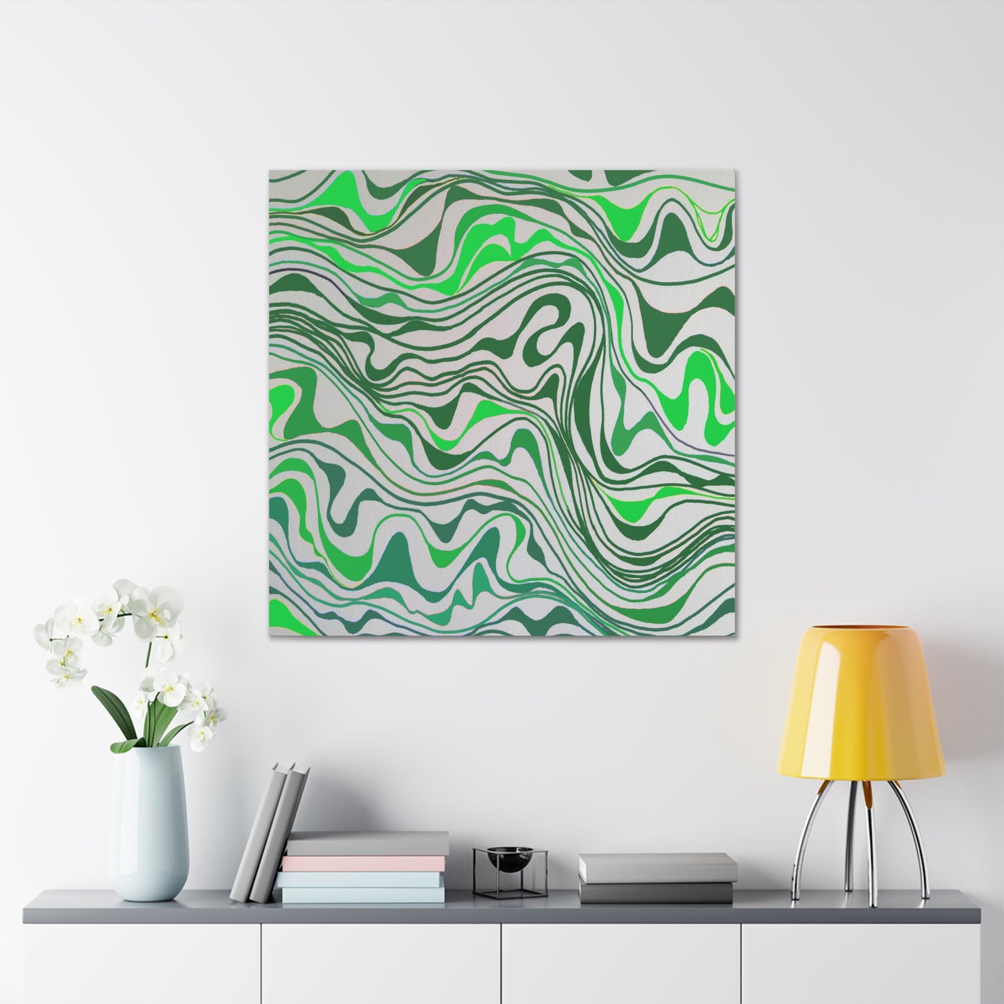 Canvas Gallery Wraps- Green monotone lava