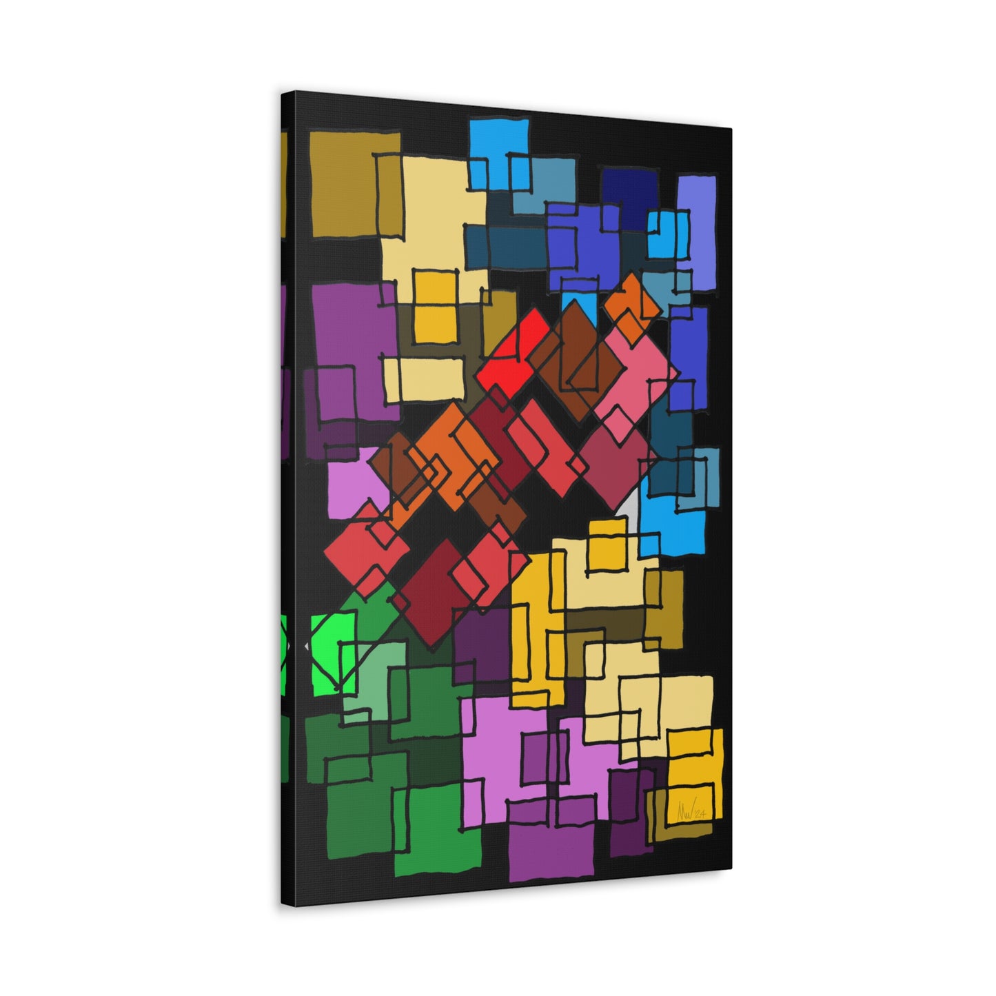 Blocks- going against the grain (A)- Classic canvas (Free shipping in Australia)