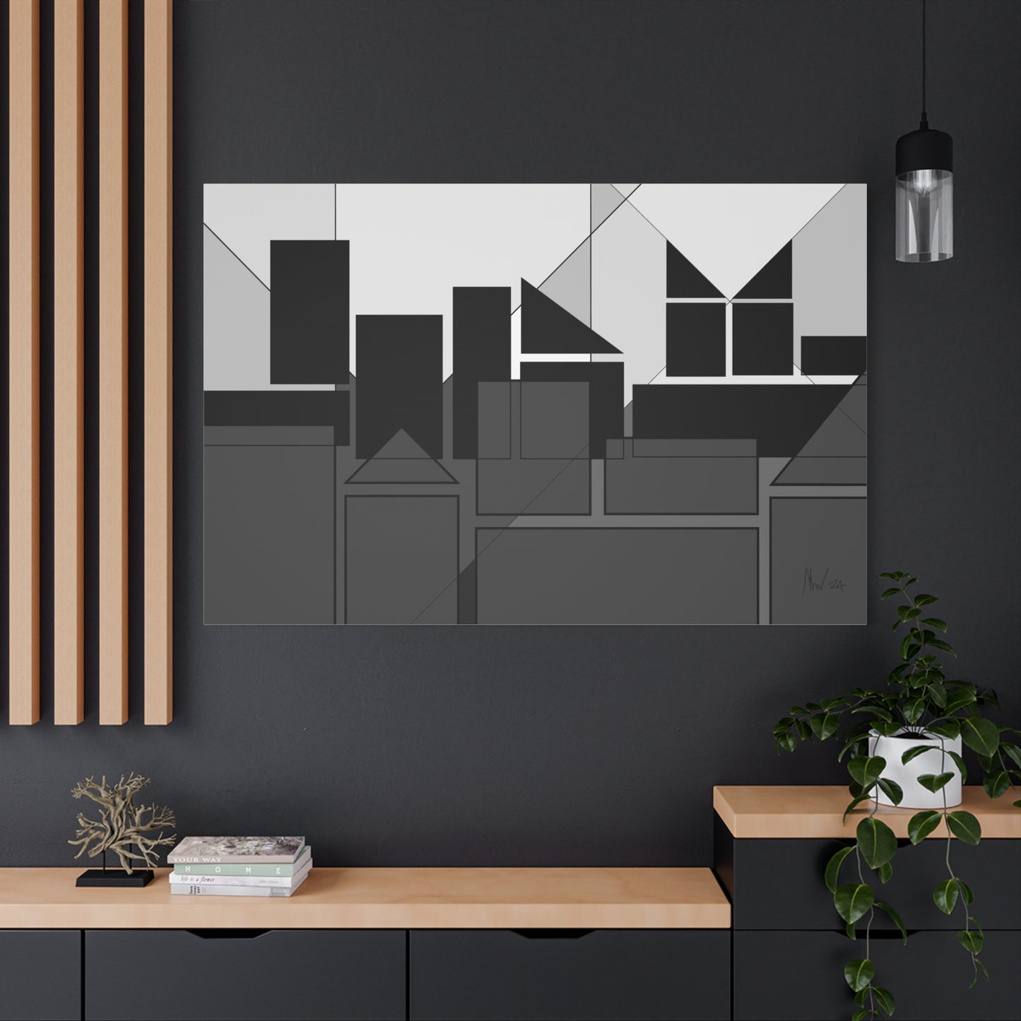 Geometric highrise- dusk (A)- Classic canvas (Free shipping from Australia)