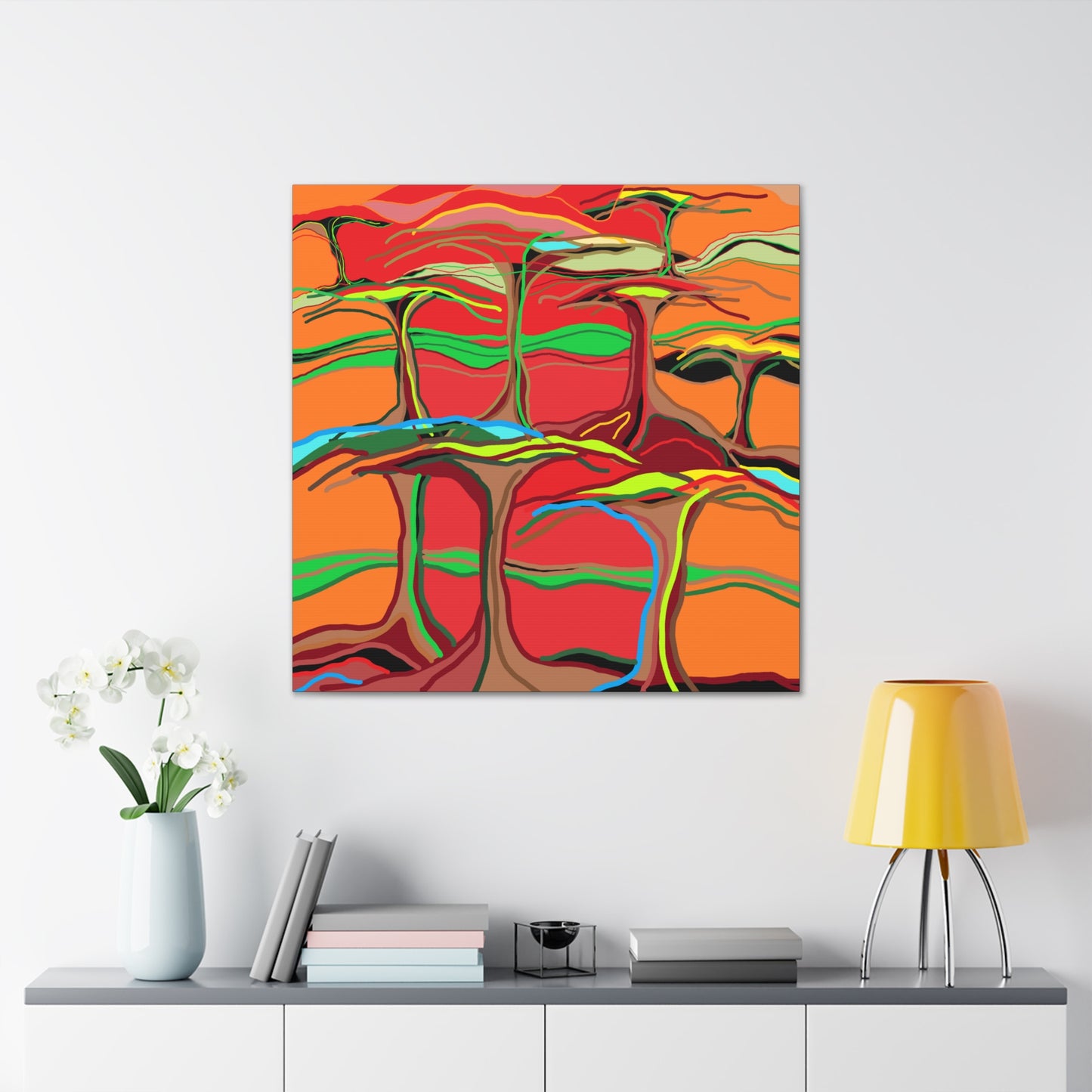 Canvas Wraps- Line forest sunset