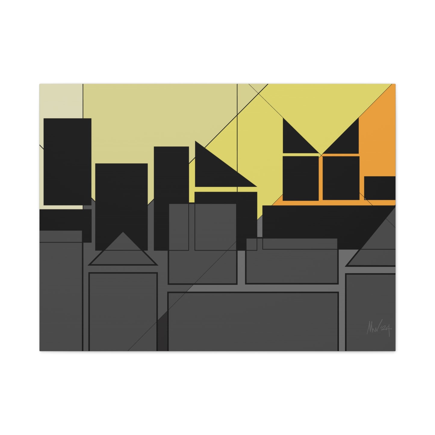 Geometric highrise Silhouette (A)- Classic canvas (Free shipping in Australia)