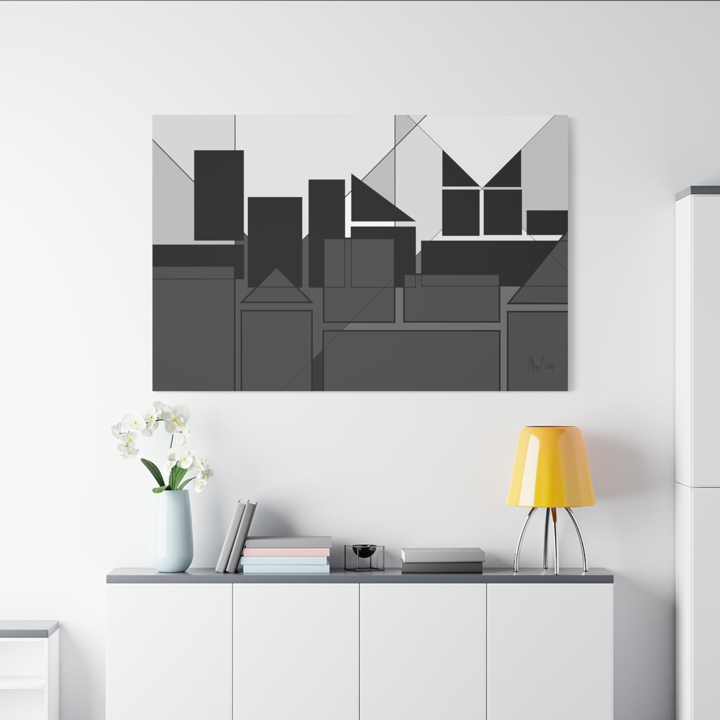 Geometric highrise- dusk (A)- Classic canvas (Free shipping from Australia)