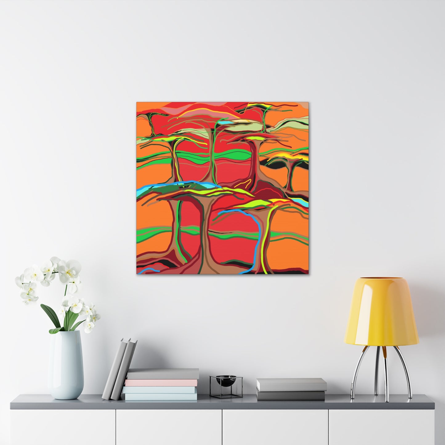 Canvas Wraps- Line forest sunset