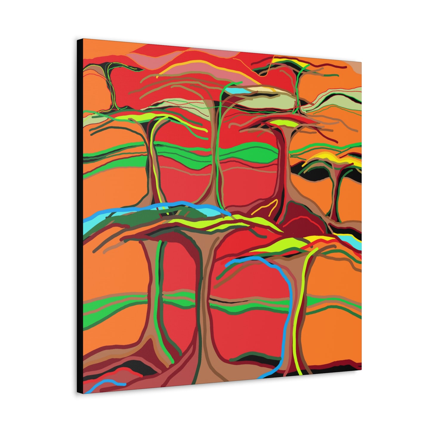 Canvas Wraps- Line forest sunset