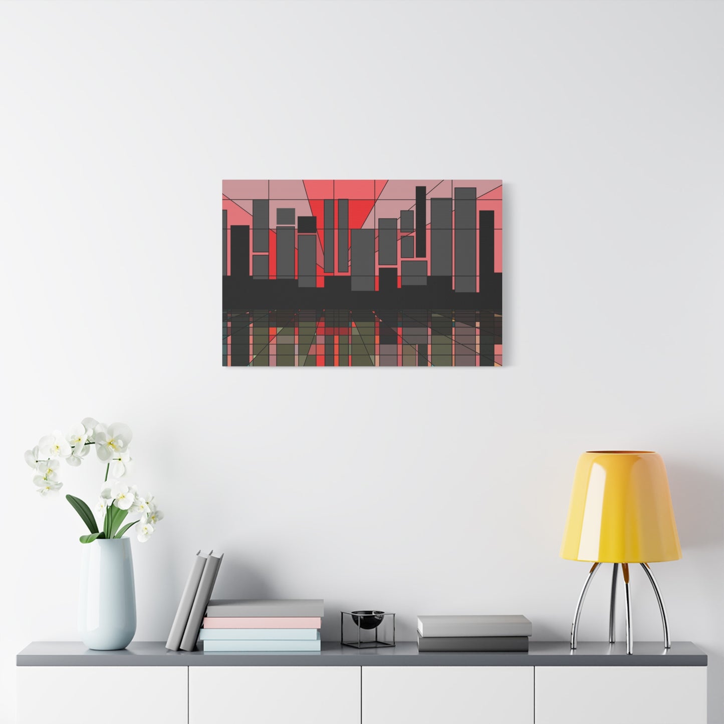 Waterfront urbanscape at sunset (U)- Free shipping in the US
