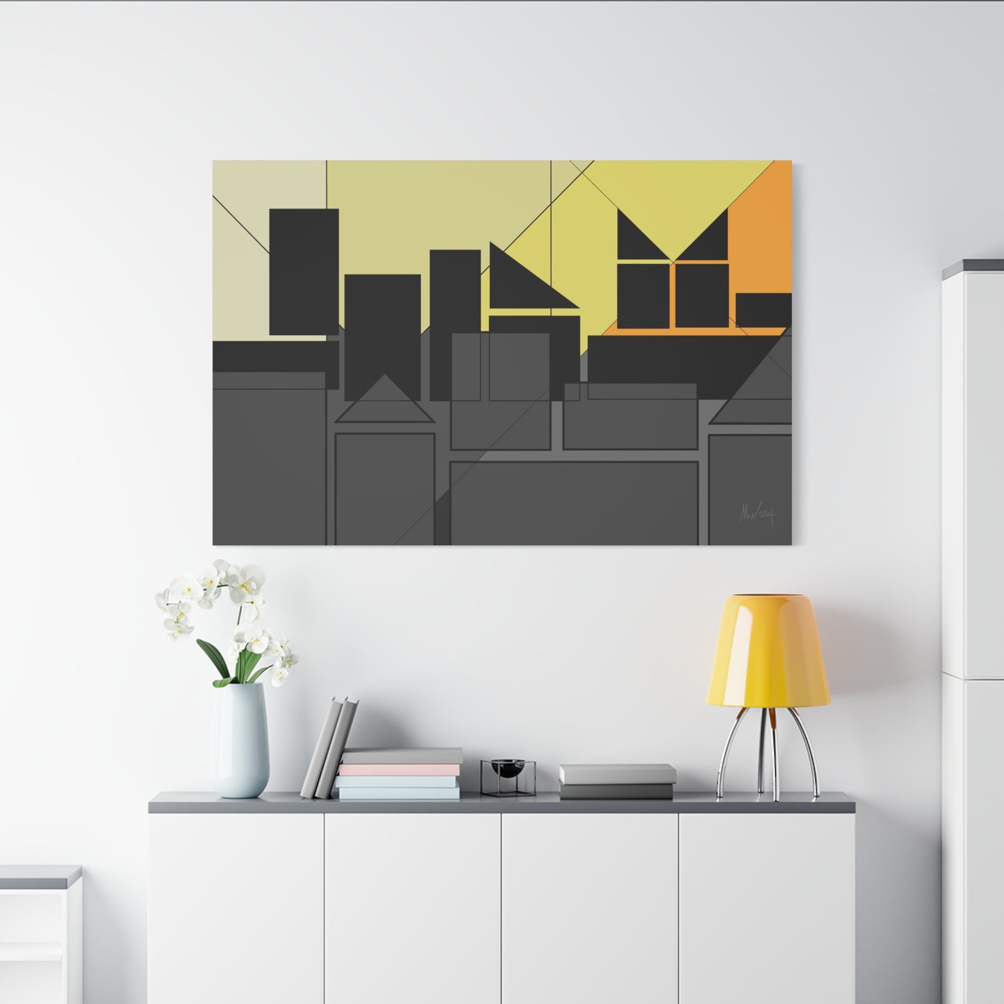 Geometric highrise Silhouette (A)- Classic canvas (Free shipping in Australia)