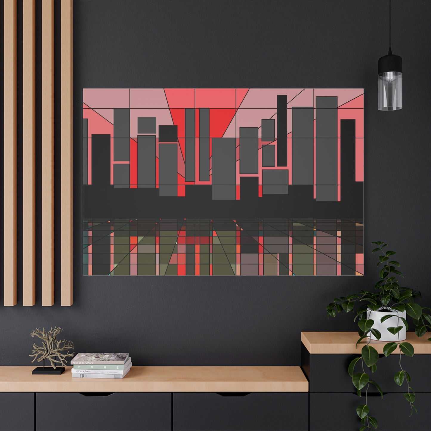 Waterfront urbanscape at sunset (U)- Free shipping in the US