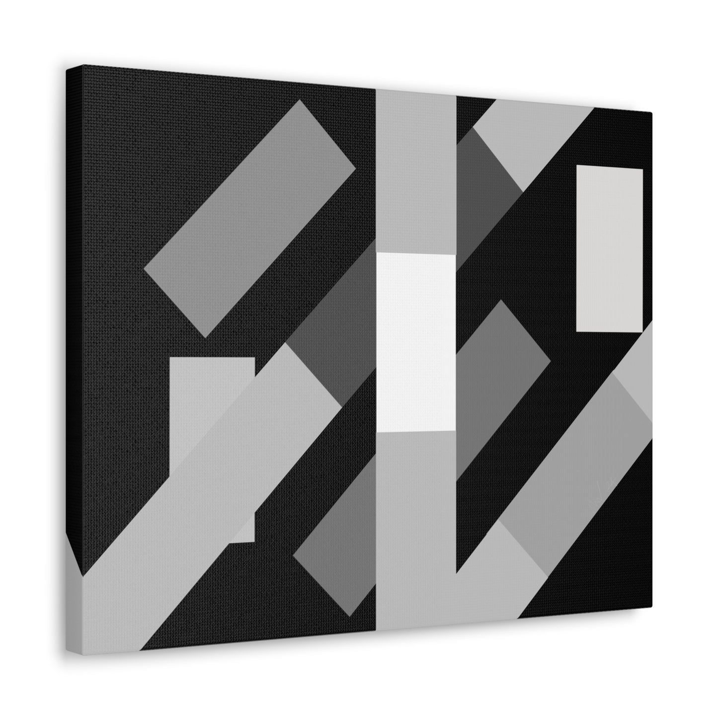 abstract geometric flyover side view of a canvas artwork