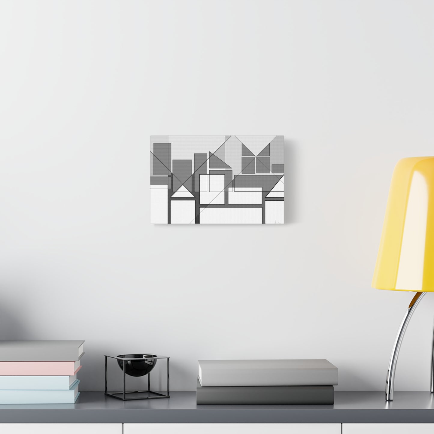 Geometric highrise soft monochrome (A)- Classic canvas (Free shipping in Australia)
