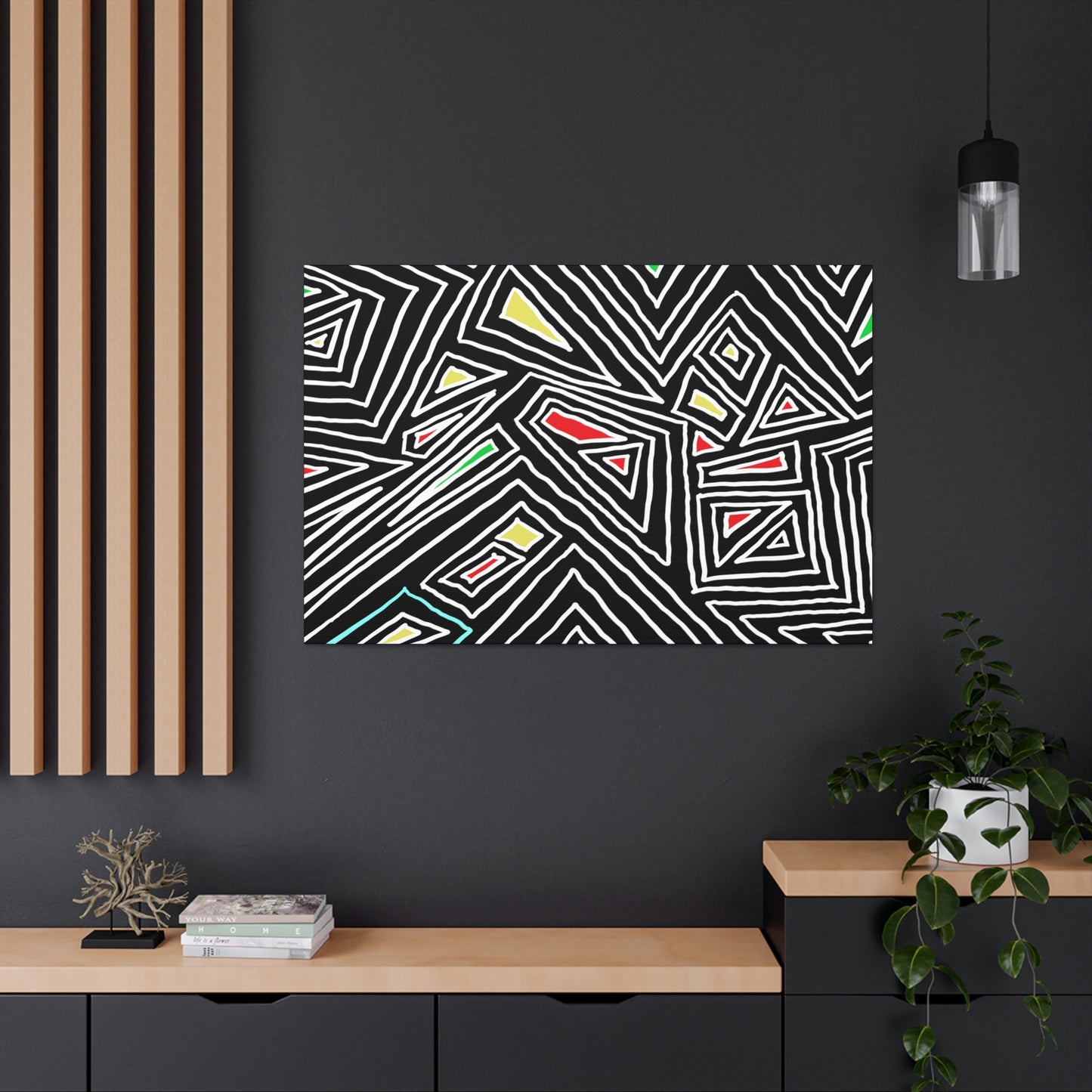 Canvas Gallery Wraps- Jagged lines on black