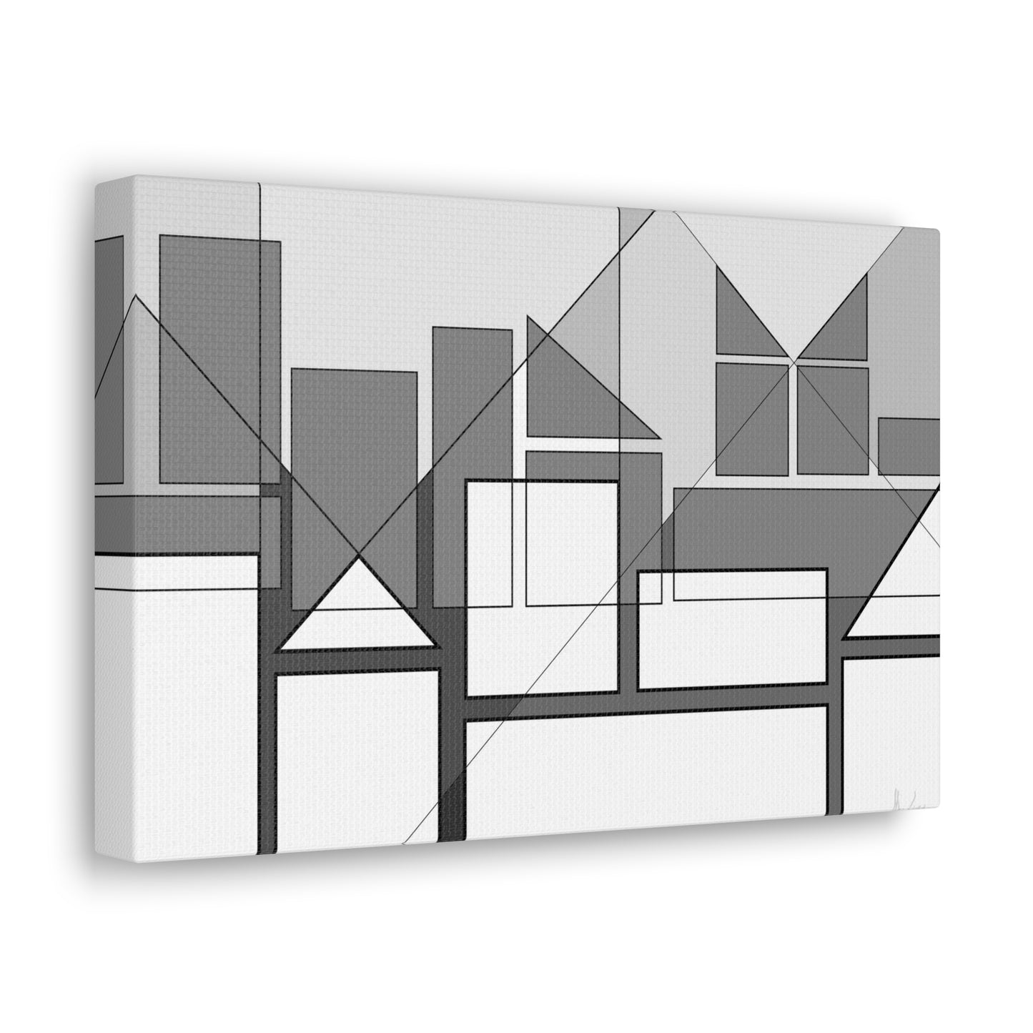 Geometric highrise soft monochrome (A)- Classic canvas (Free shipping in Australia)