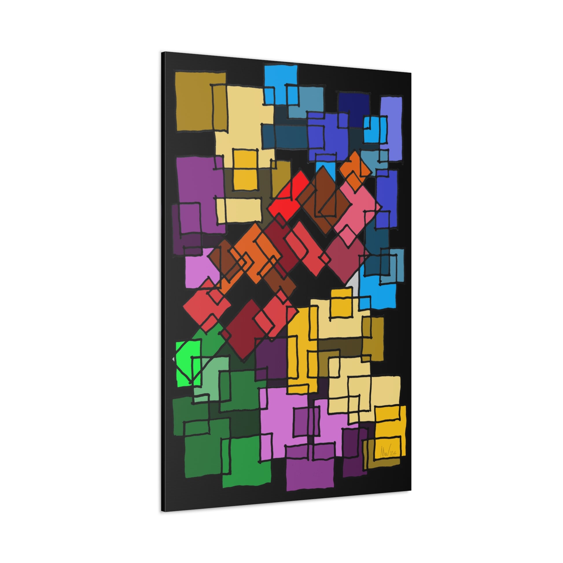 Abstract geometric block canvas set for home and office interiors