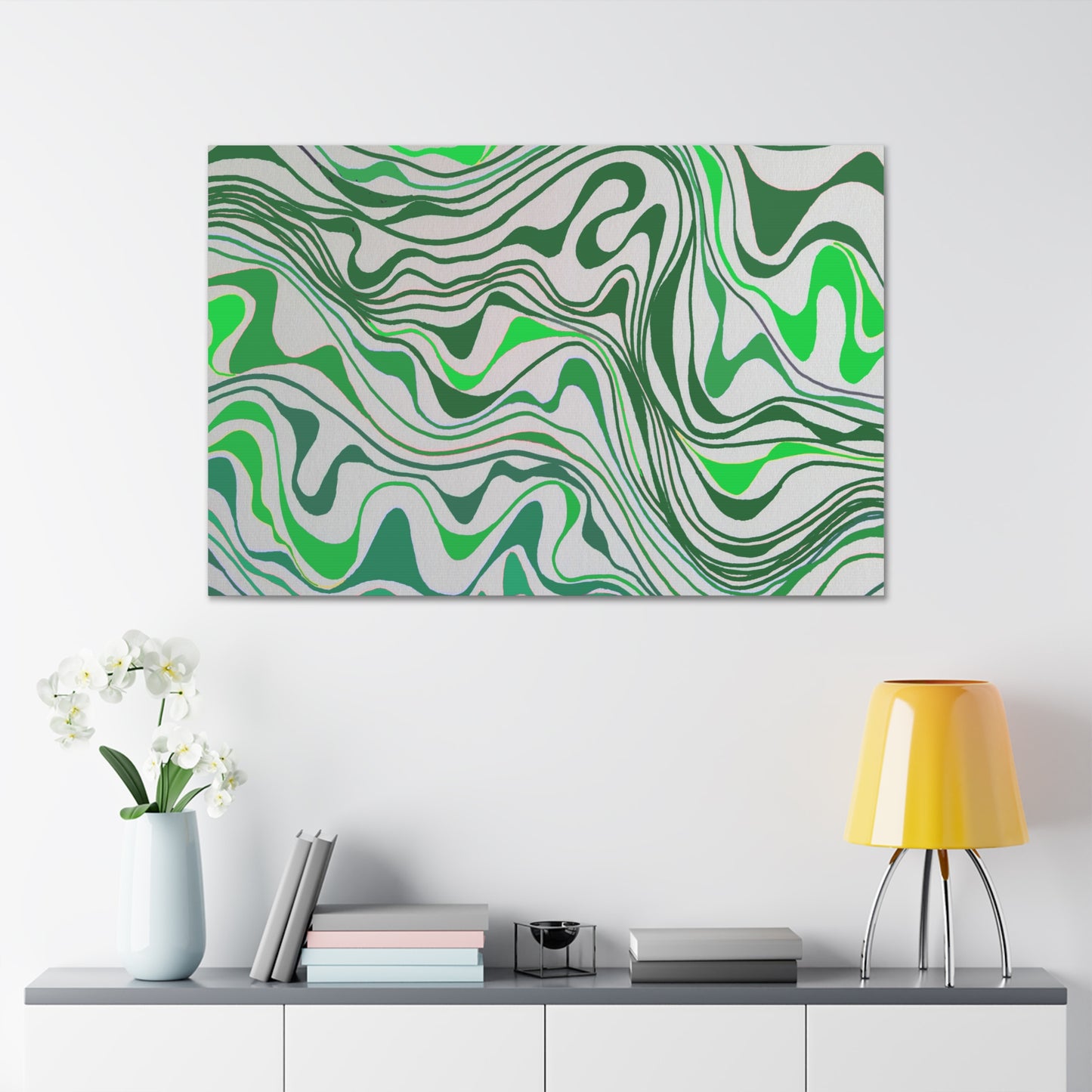 Canvas Gallery Wraps- Green monotone lava