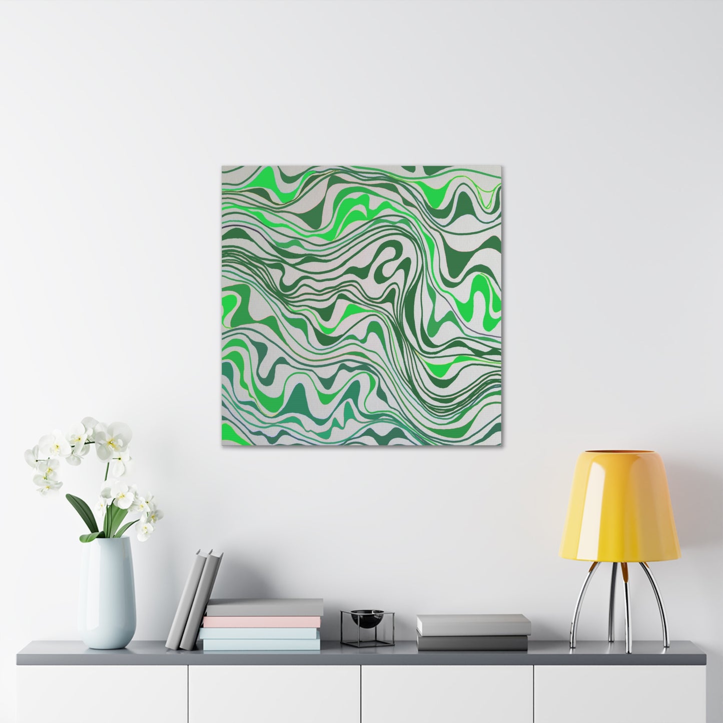 Canvas Gallery Wraps- Green monotone lava