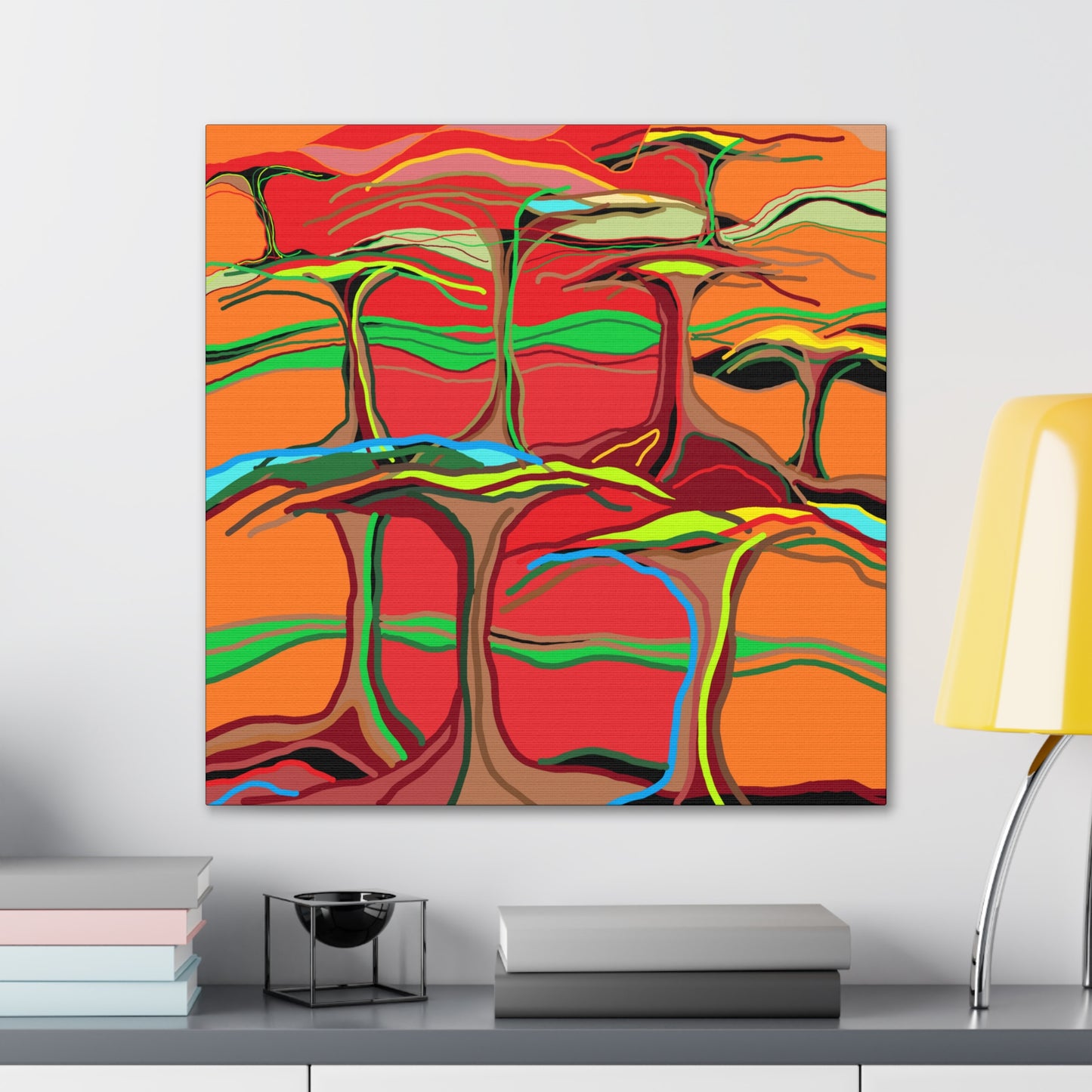 Canvas Wraps- Line forest sunset