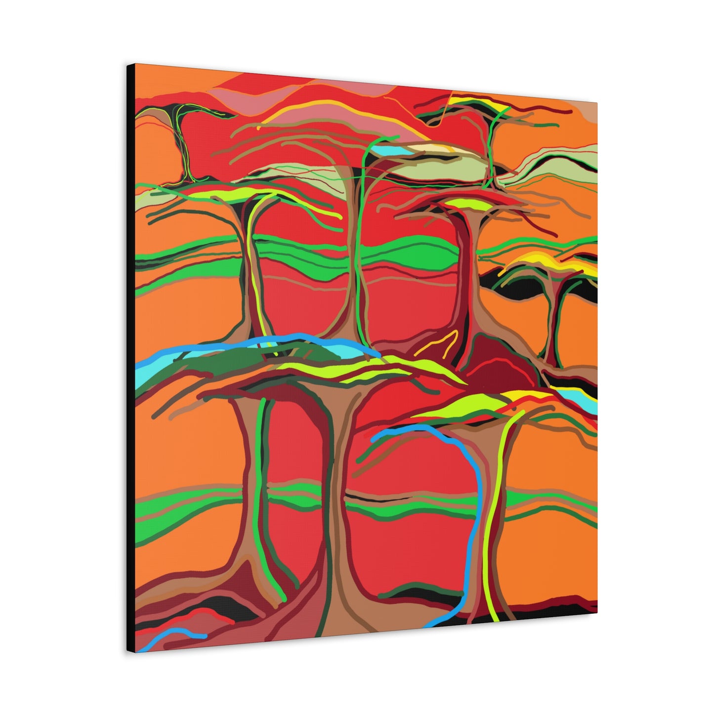 Canvas Wraps- Line forest sunset