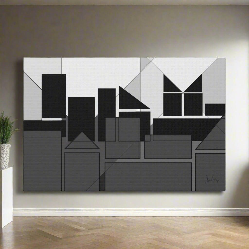 Geometric highrise- dusk (A)- Classic canvas (Free shipping from Australia)