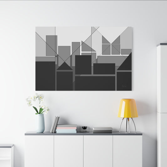 Geometric highrise B & W (A)- Classic canvas (Free shipping in Australia)