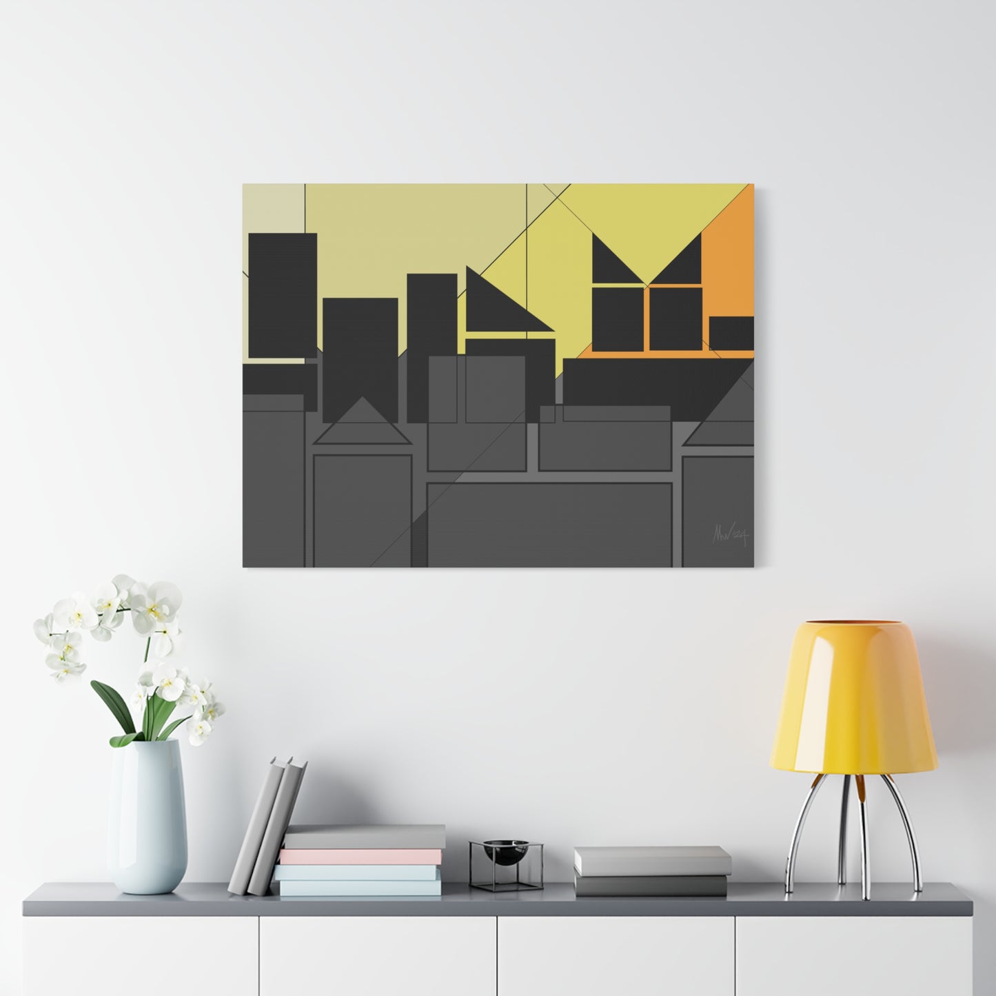Geometric highrise Silhouette (A)- Classic canvas (Free shipping in Australia)