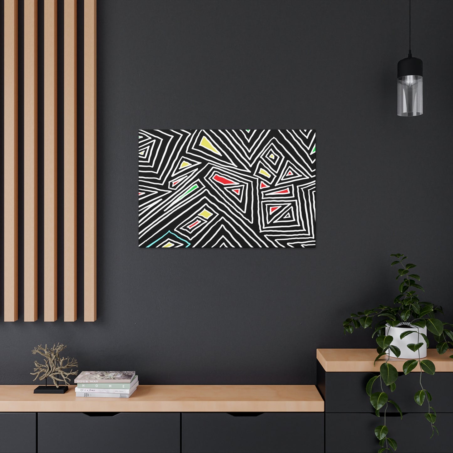 Canvas Gallery Wraps- Jagged lines on black