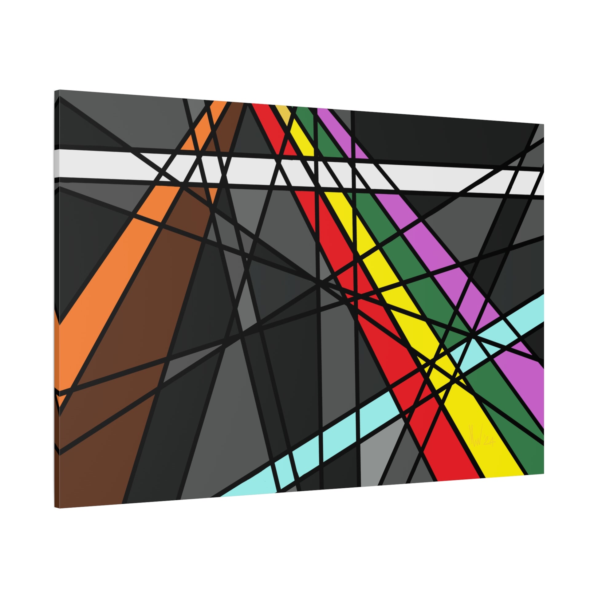 Euclidean geometric paths wall art set for bedroom