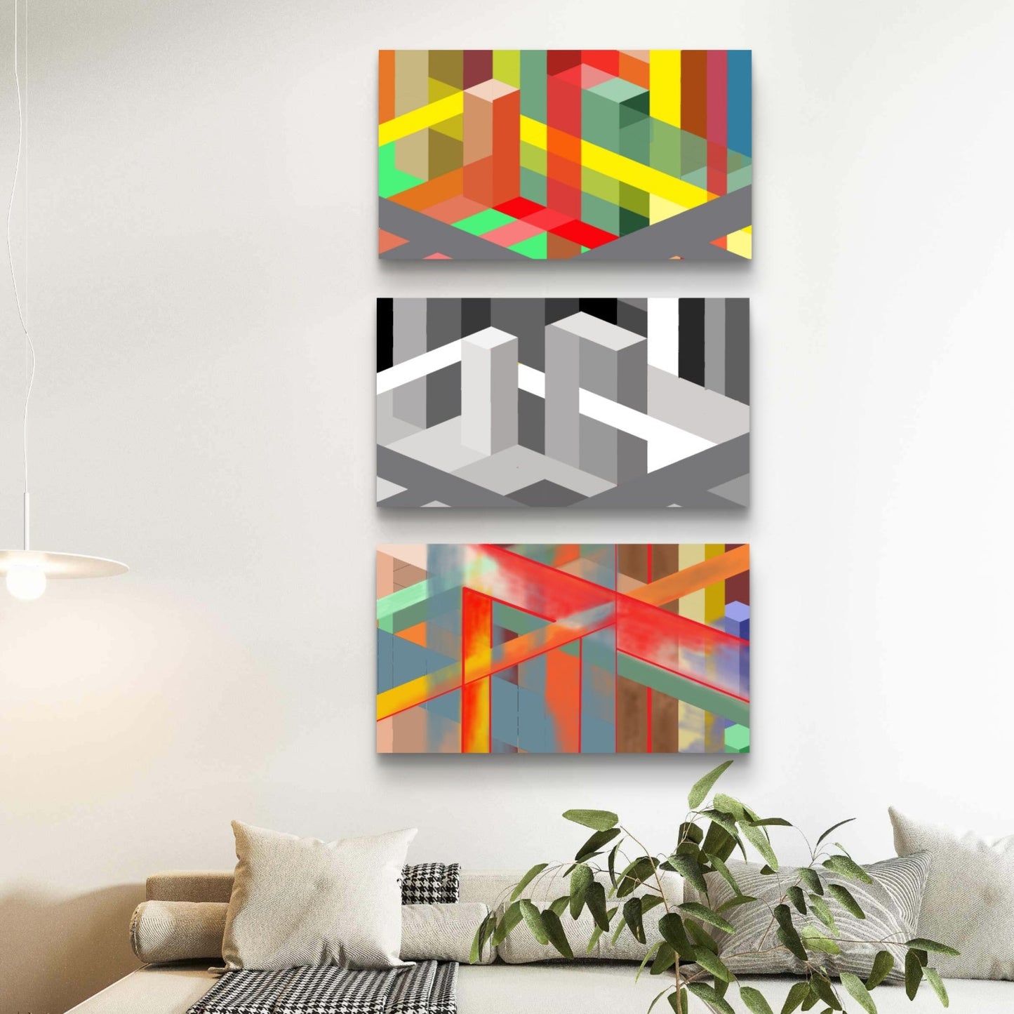 Urban wide wall canvas decor set for home
