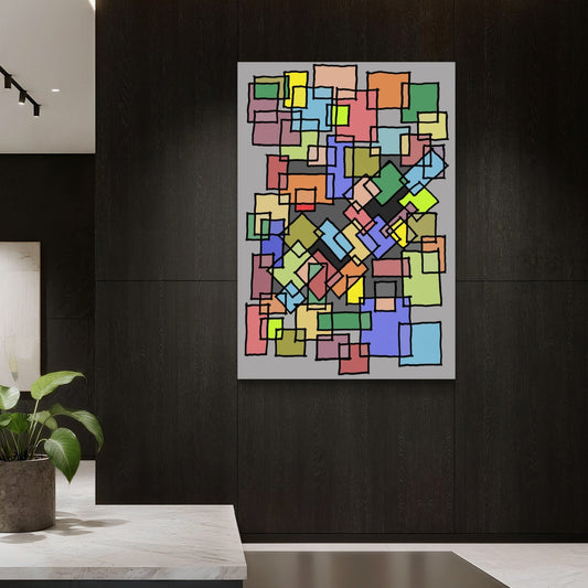 Abstract geometric block canvas set for home and office interiors
