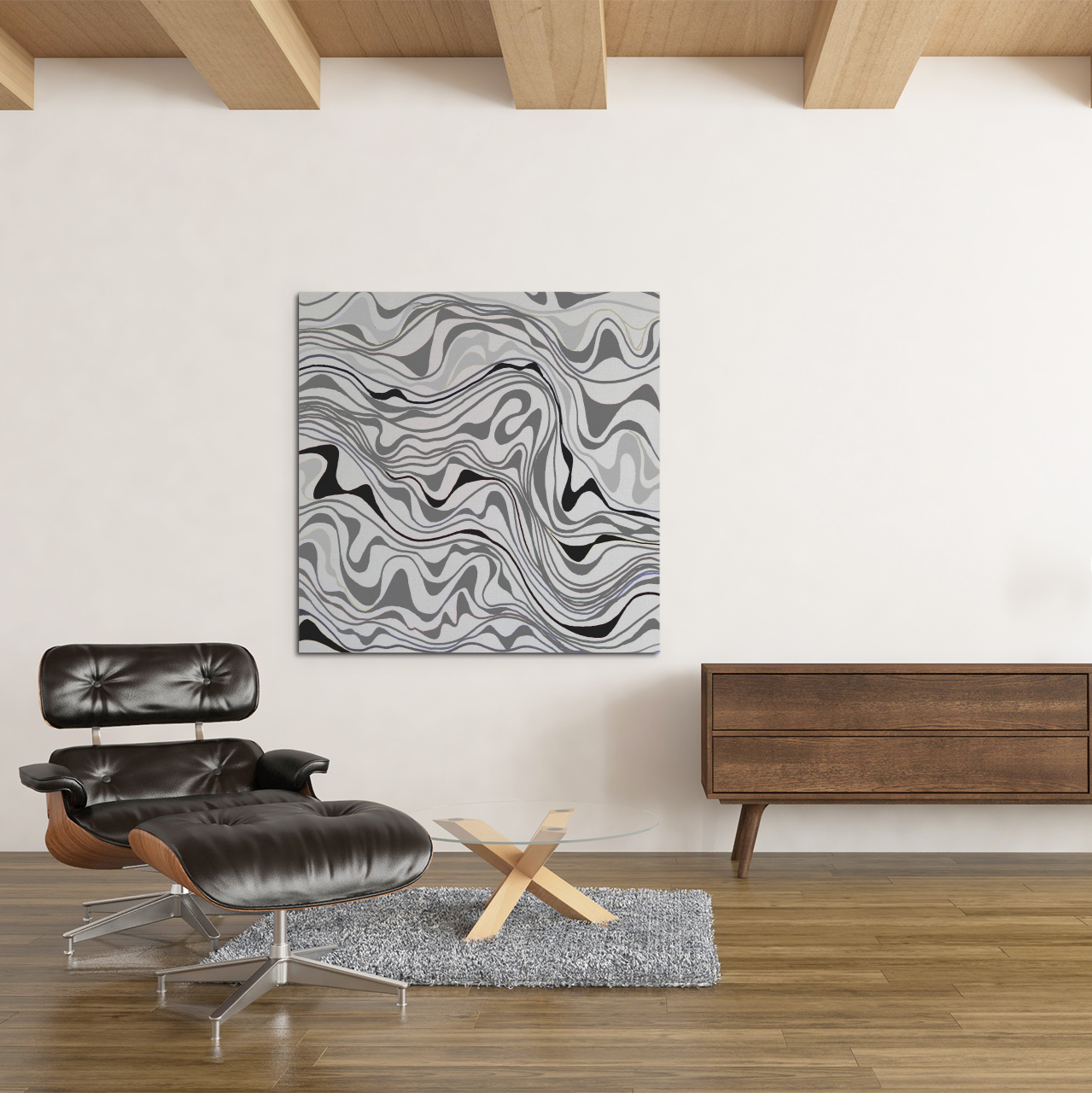 Canvas Gallery Wraps- Grey monotone lava