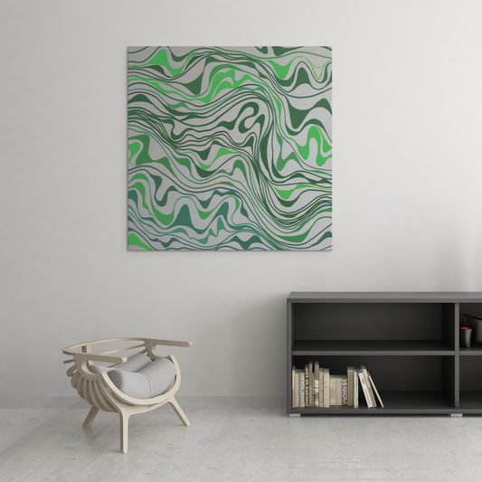 Canvas Gallery Wraps- Green monotone lava