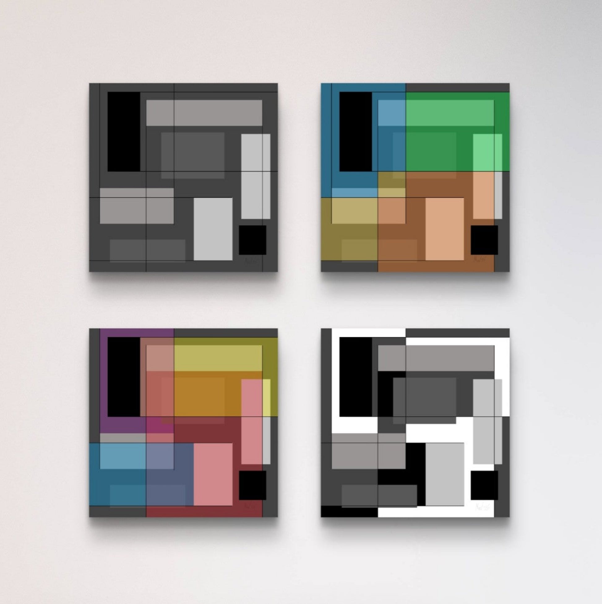 modern abstract square wall art set with free shipping